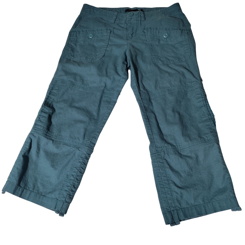 Prana Womens Teal Blue Cropped Cargo Hiking Pants Size 4 (28"x21" Actual)